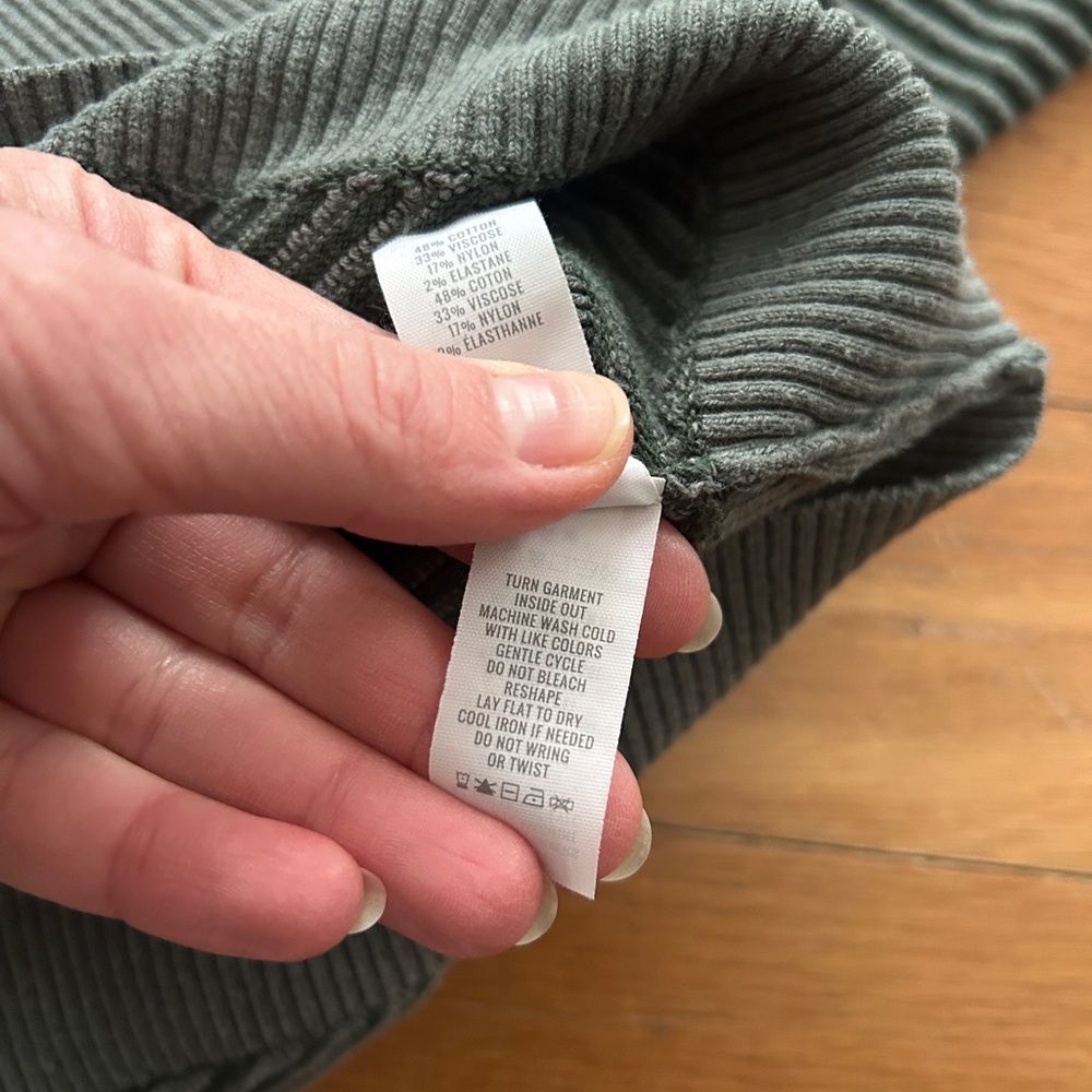 Offline Aerie Home Stretch Green Ribbed Quarter Zip Sweater Sweatshirt Size XS - Picture 7 of 10